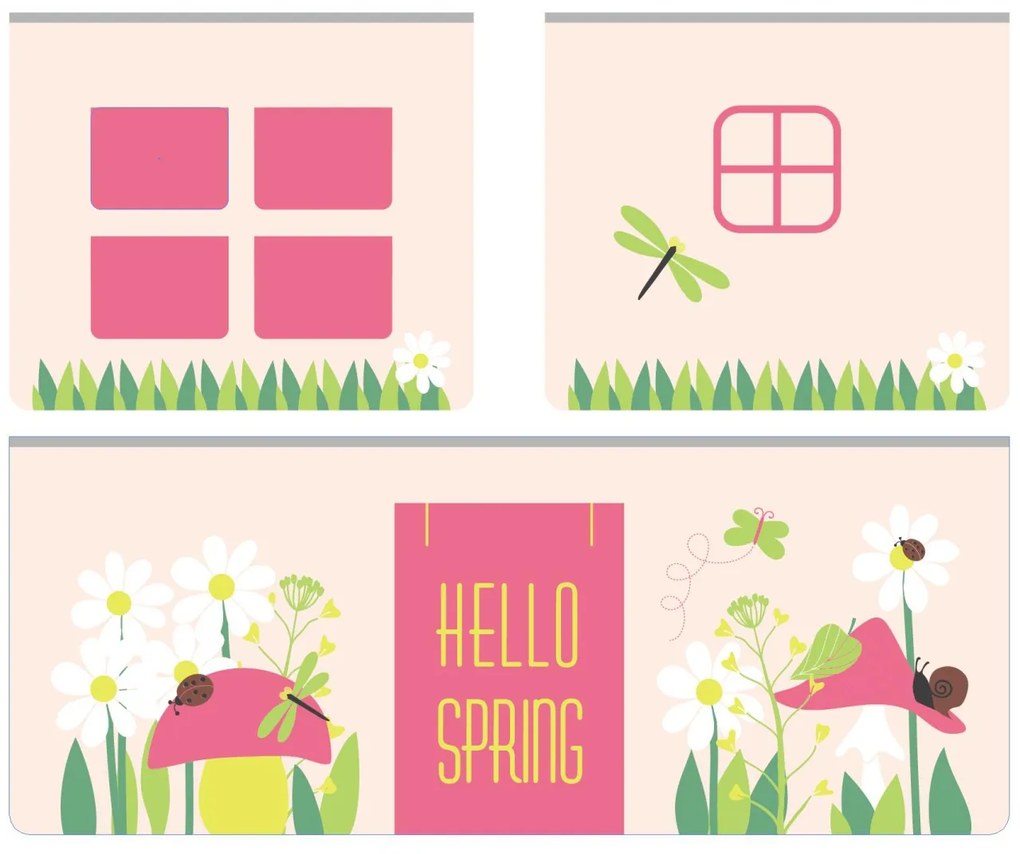 PINO PAT SEMI-INALT cu diapozitiv , perdea Spring și 3 buzunare Spring.
