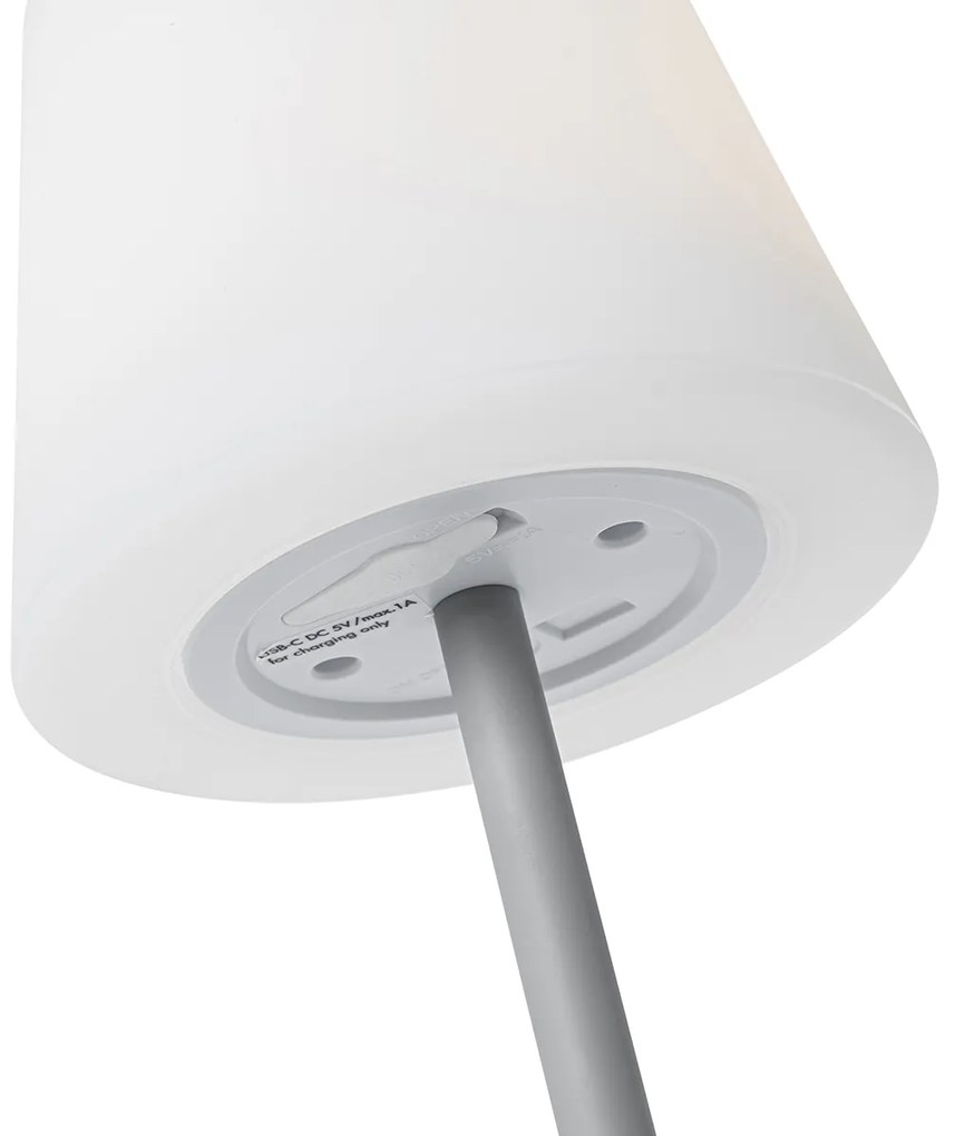 Lampă de masă gri reîncărcabilă, cu LED și variator, IP54 - Jude