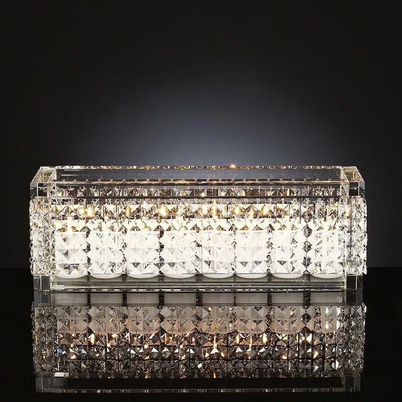 Suport pentru lumanare design LUX, realizat manual din sticla, NEFERTARI RECTANGULAR 60x15cm