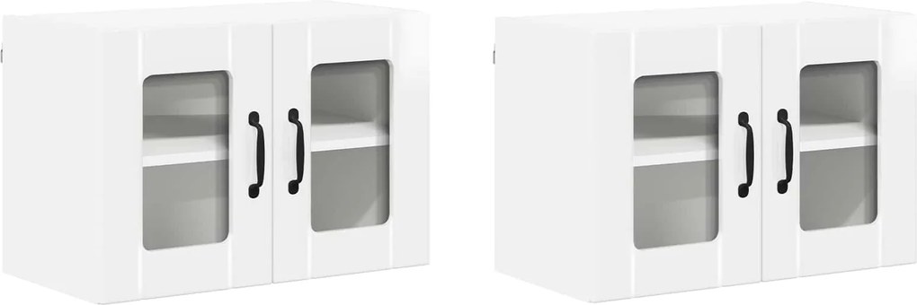 vidaXL Dulap de bucătărie 2 pcs Alb lucios 60 x 31 x 40 cm