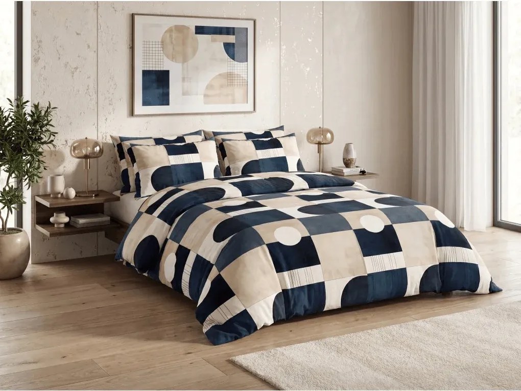 Set lenjerie de pat din polybumbac SOMVORA POLY colorata + husa de perna 50 x 70 cm GRATUIT