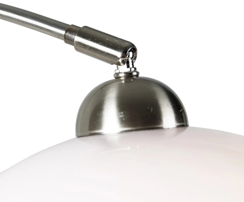 Lampă de perete arcuită inteligentă din oțel cu abajur alb, inclusiv Wi-Fi A60 - Bow