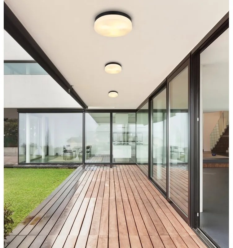 Plafoniera pentru exterior design modern IP44 Vranos negru, opal 30cm
