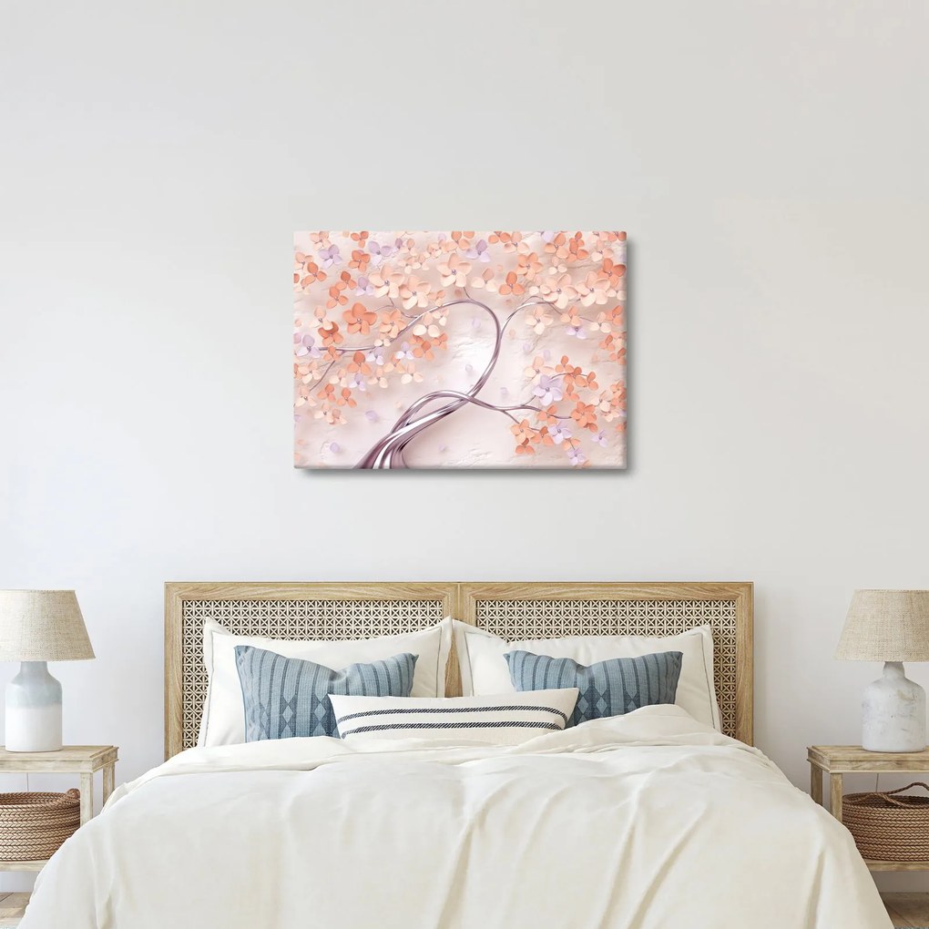 Tablou florilor de pom din coral - abstract (70x50 cm)