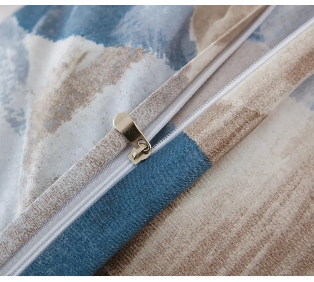 Lenjerie de pat albastră-maro din microsatin pentru pat de o persoană cu 3 piese 140x200 cm Eden – JAHU collections