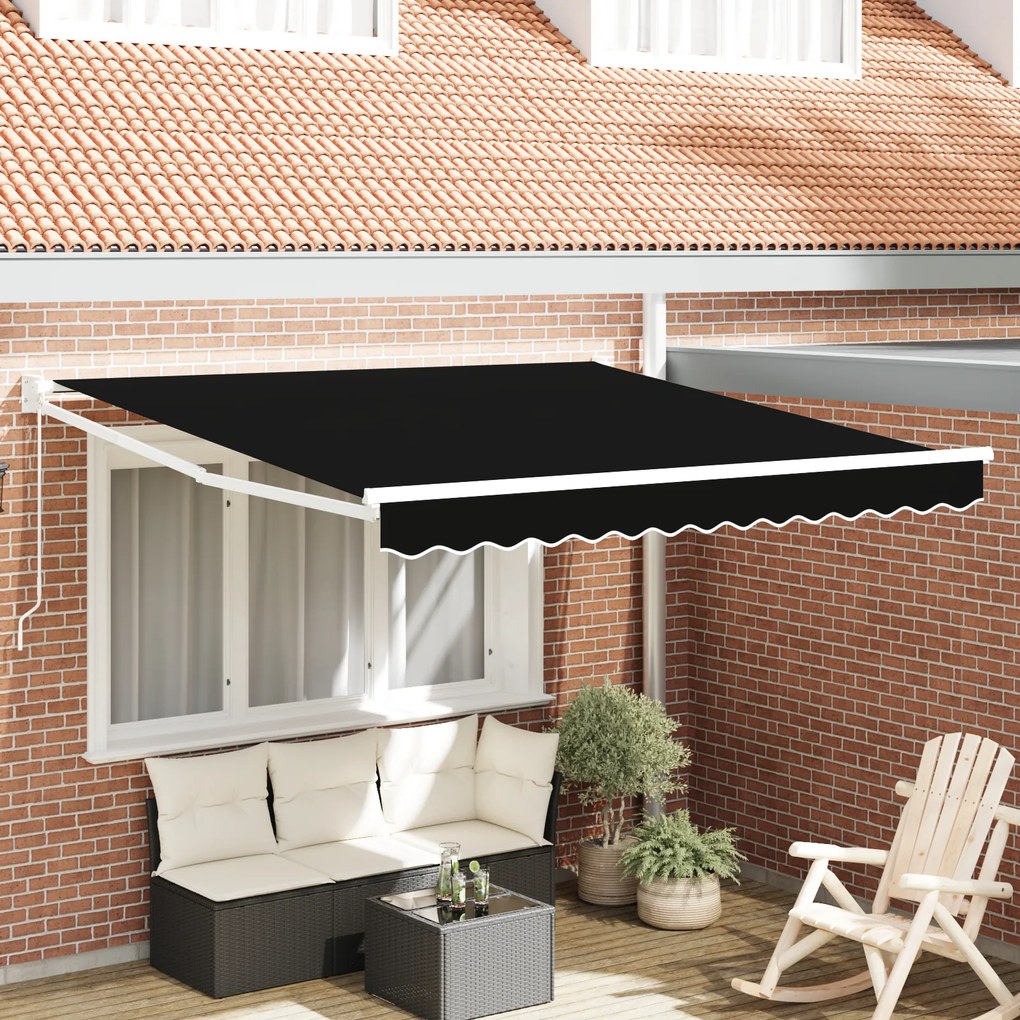 marchiză manuală retractabilă vidaXL Neagră 350x250 cm