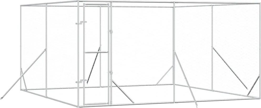 vidaXL Padoc de exterior pentru câini argintiu 4x4x2 m oțel galvanizat