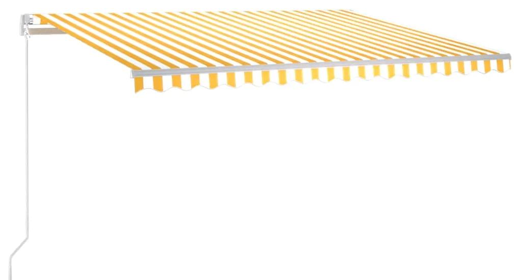 Copertina retractabila manual cu LED, galben  alb, 400x300 cm Galben si alb, 400 x 300 cm