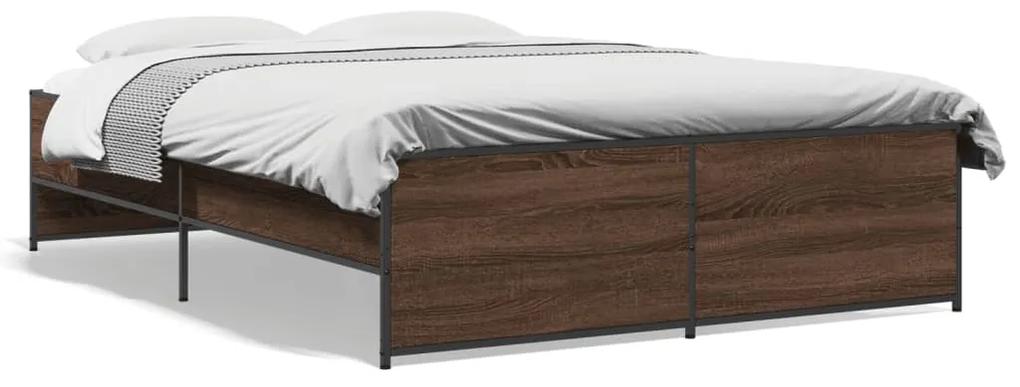 3279896 vidaXL Cadru de pat, stejar maro, 120x200 cm, lemn prelucrat și metal
