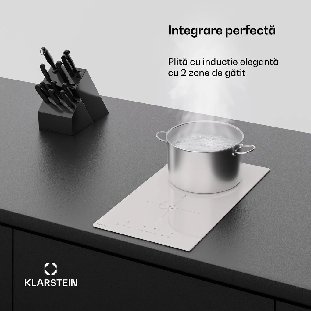 Klarstein Plită cu inducție PowerGlide | Modernă, compactă și puternică | 2 zone de gătit | 3500 W | 30 cm