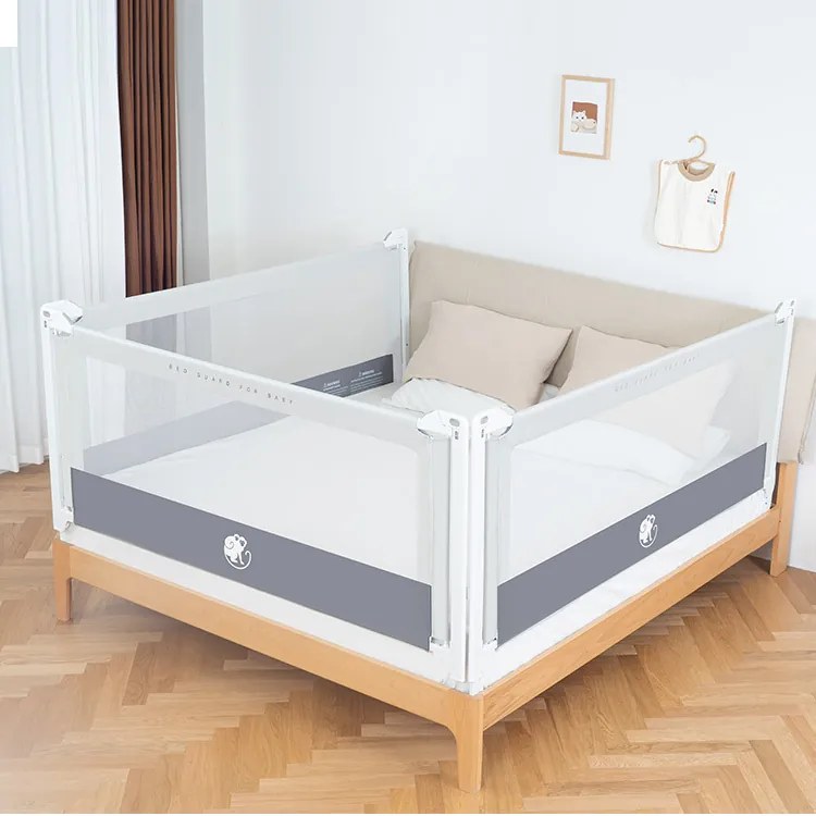 Protecție laterală pat Monkey Mum® Popular 130 cm - gri deschis
