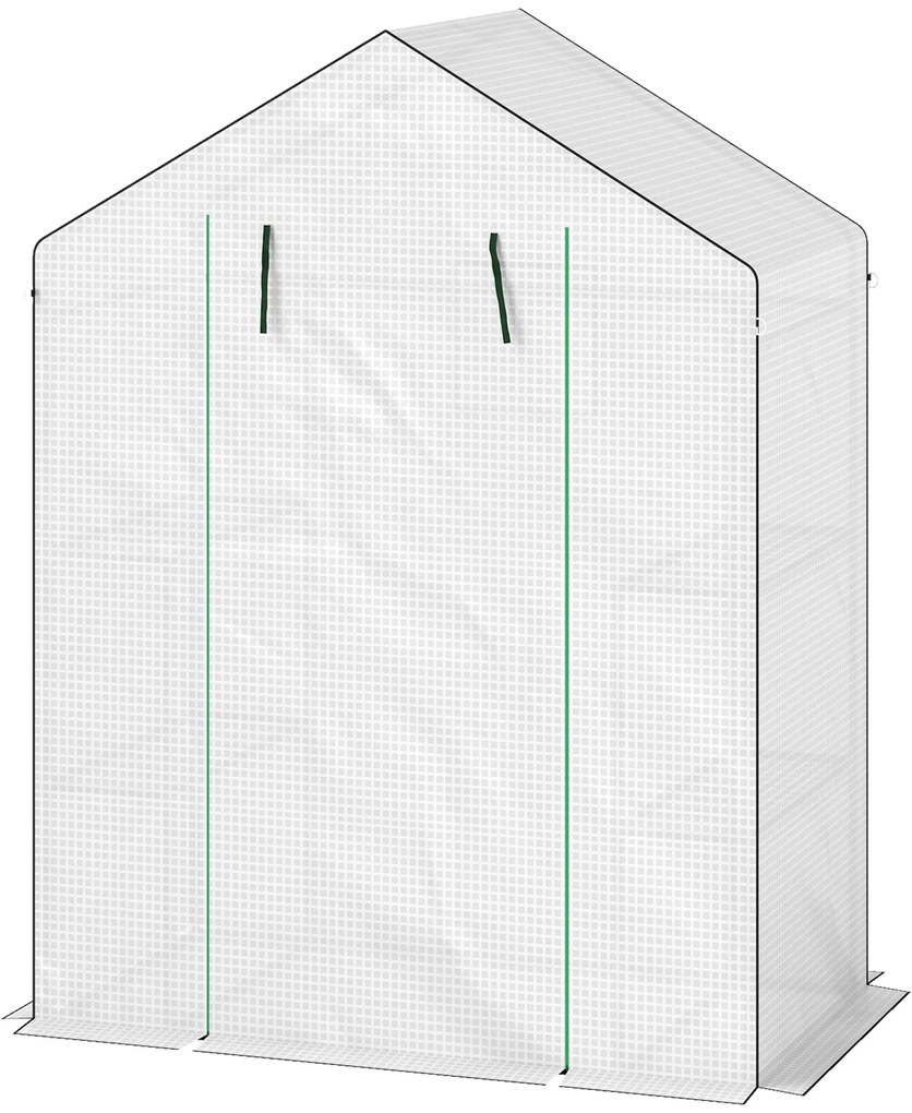 Outsunny Seră de grădină cu 1 ușă, 2 ferestre și 2 rafturi în formă de U pentru legume, plante, flori, copertină PE 140x73x190 cm | Aosom Romania