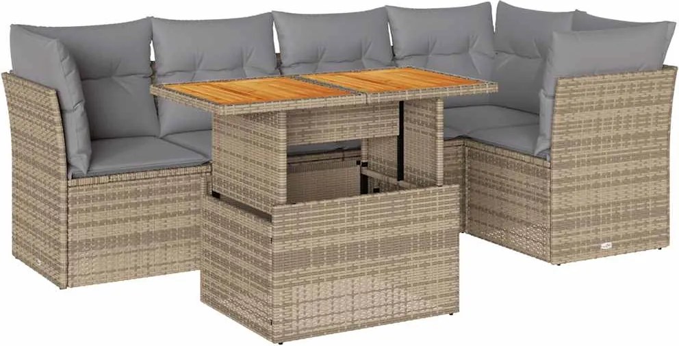 vidaXL Set canapele de grădină cu perne, 6 piese, bej, poliratan