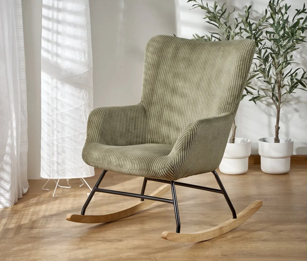Fotoliu tip balansoar Belmiro velvet olive H92 cm
