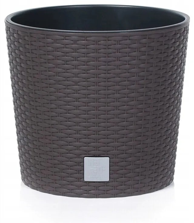 Ghiveci decorativ de flori, Prosperplast, Rato Round, rotund, maro inchis, 20x19 cm