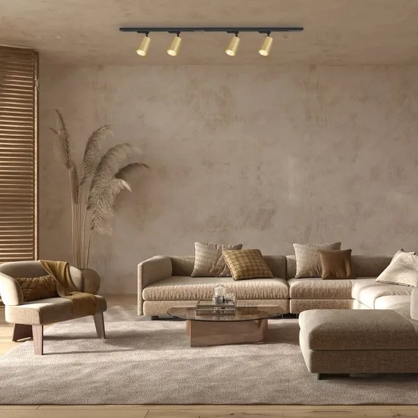 Spot in sistem de șină PIPE 4xGU10/10W/230V auriu/negru