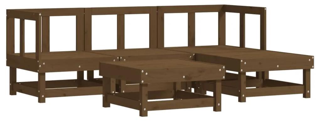 3186161 vidaXL Set mobilier relaxare grădină 5 piese maro miere lemn masiv pin