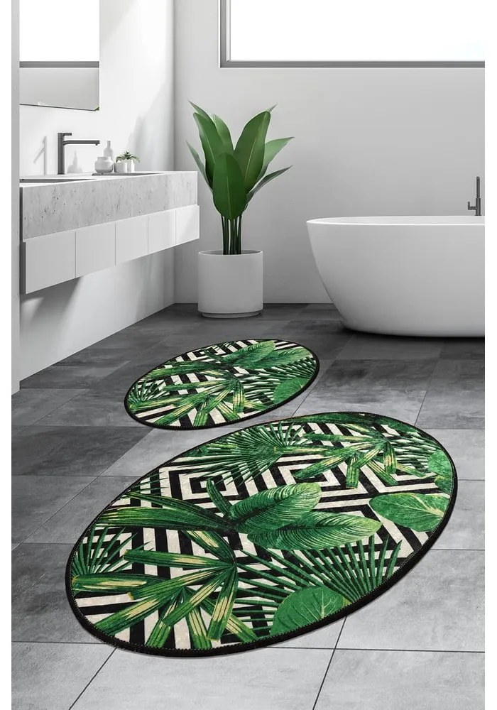 Set 2 covorașe ovale de baie Foutastic Jungle