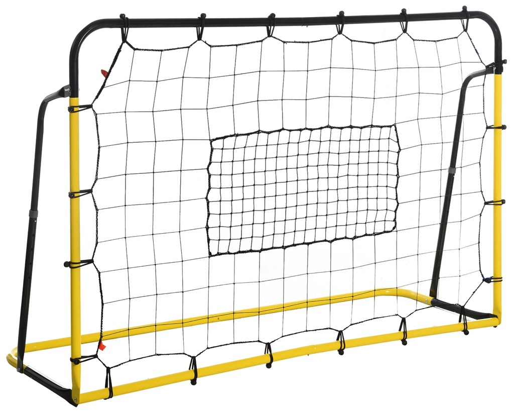 HOMCOM Filet de rebot de fotbal, 184L x 123H cm, rebot de fotbal, 5 unghiuri reglabile de la 60° la 90°, galben și negru | Aosom Romania