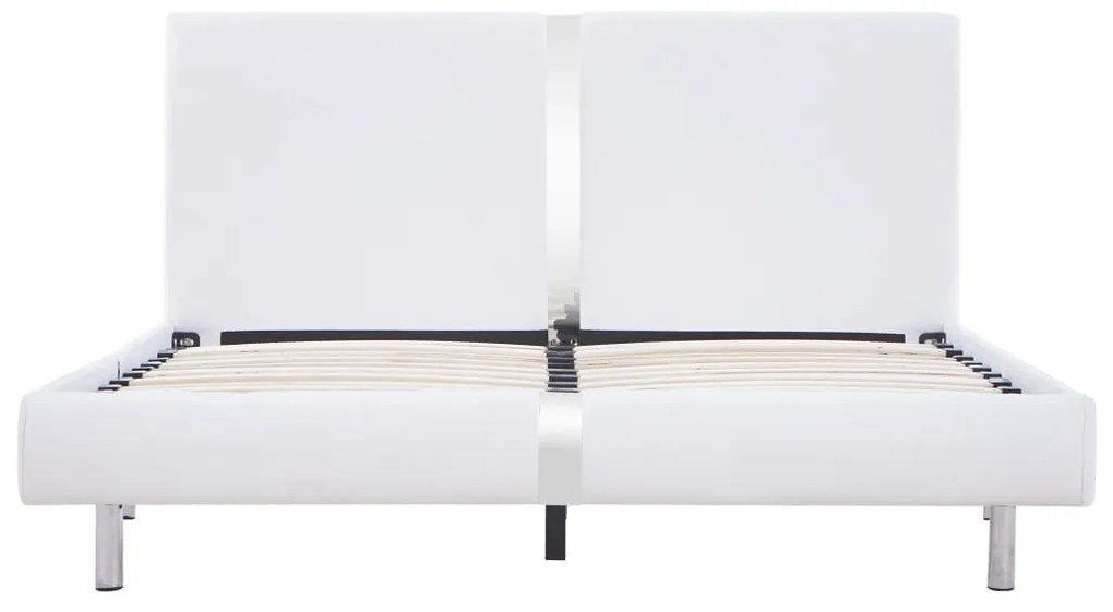 Cadru de pat, alb, 140 x 200 cm, piele ecologica Alb, 140 x 200 cm