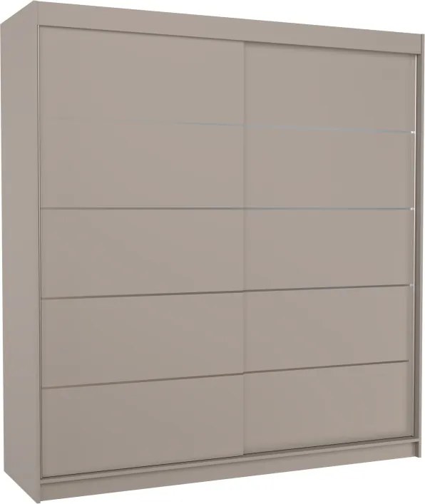 Dulap cu usi glisante Esteva 200x215 cm, 11 Rafturi + Bara pentru Umerase, ADRK Furniture (Culoare: Alb / Negru)