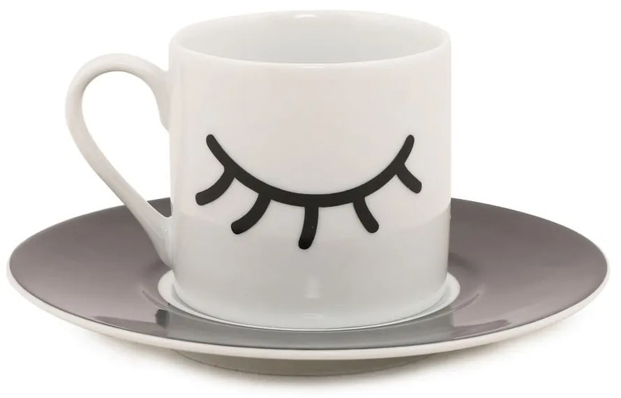 Set 2 cești cu farfurioară Kütahya Porselen Eyes, 90 ml