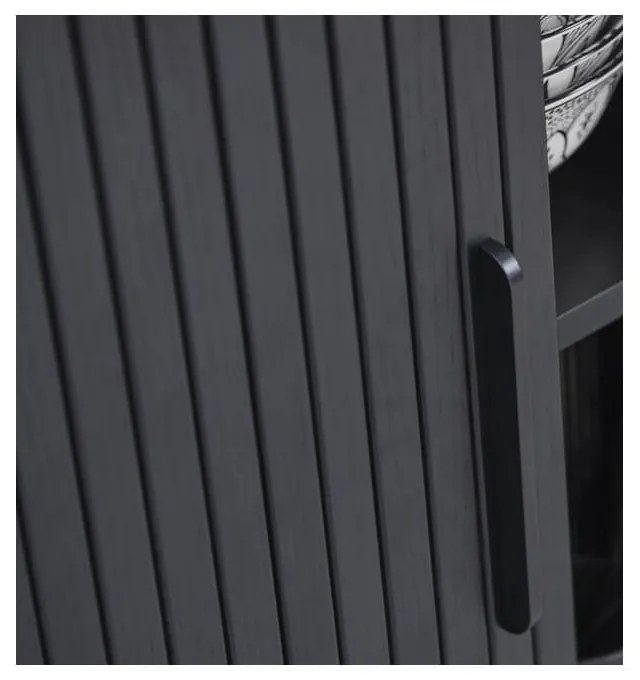 Comodă TV neagră cu aspect de lemn de stejar 56x180 cm Nola – Unique Furniture