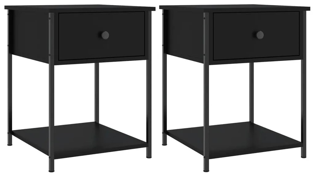 vidaXL Noptiere, 2 buc., negru, 44x45x58 cm, lemn compozit