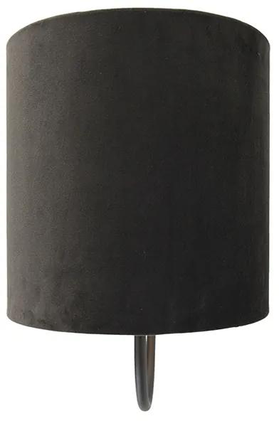 Lampă de perete clasică neagră cu nuanță de velur negru - Mat