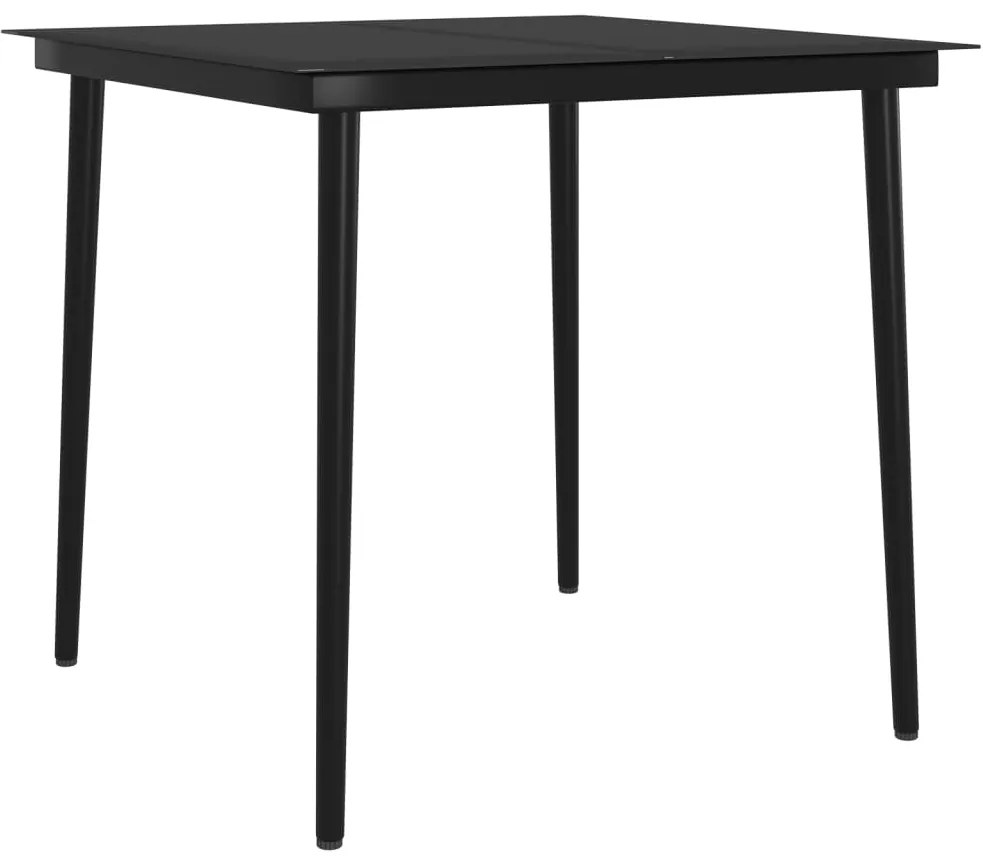 Set mobilier de gradina, cu perne, 3 piese, gri si negru Gri si negru, Lungime masa 80 cm, 3