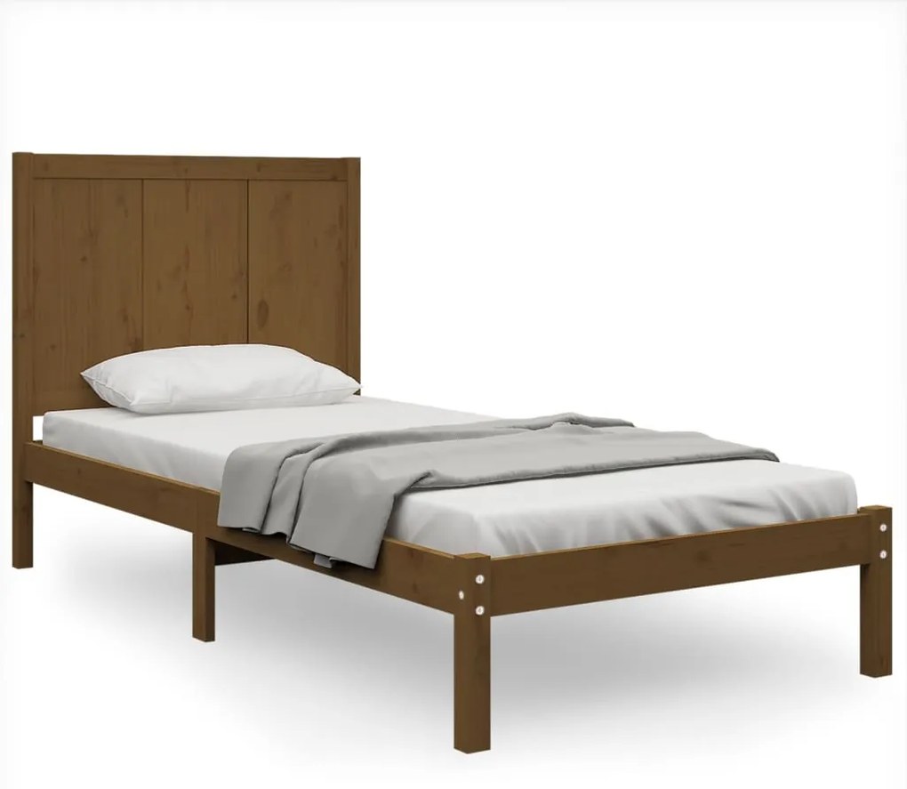 3105698 vidaXL Cadru de pat single, maro miere, 90x190 cm, lemn masiv de pin