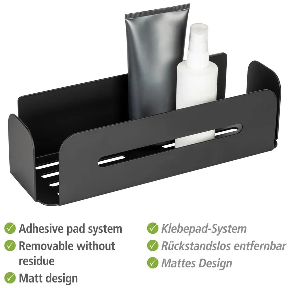 Raft pentru baie negru mat autoadeziv din metal Bivio – Wenko