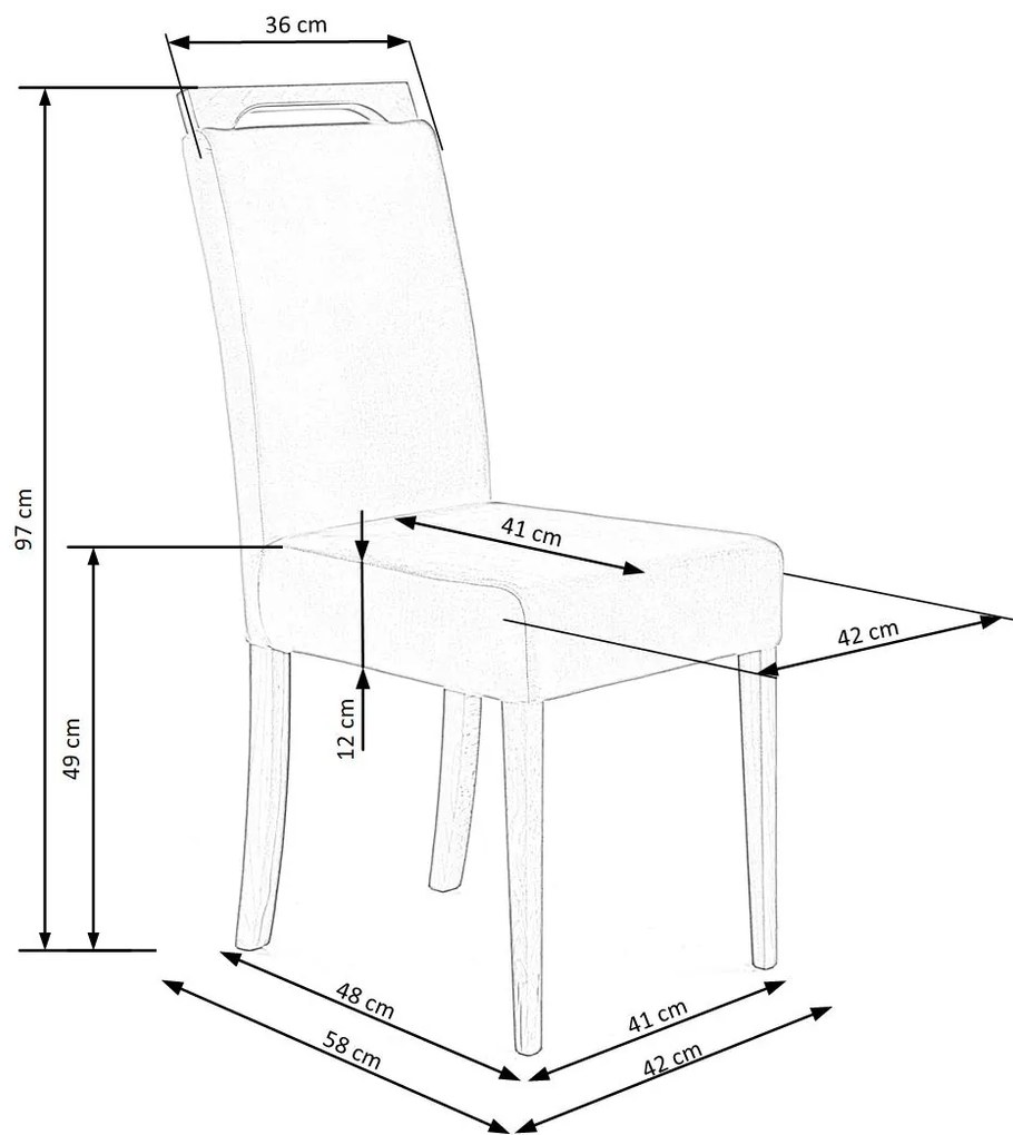 Scaun tapitat Clarion Gri / Alb - h97 cm