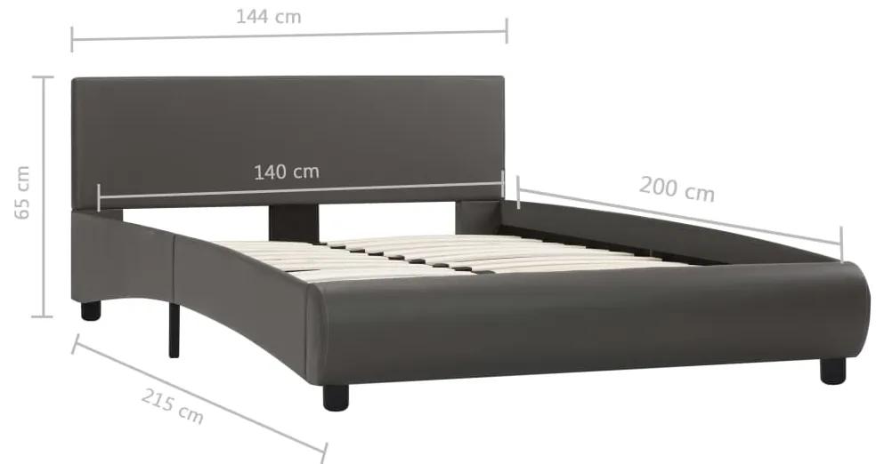 Cadru de pat, gri, 140 x 200 cm, piele ecologica Gri, 140 x 200 cm