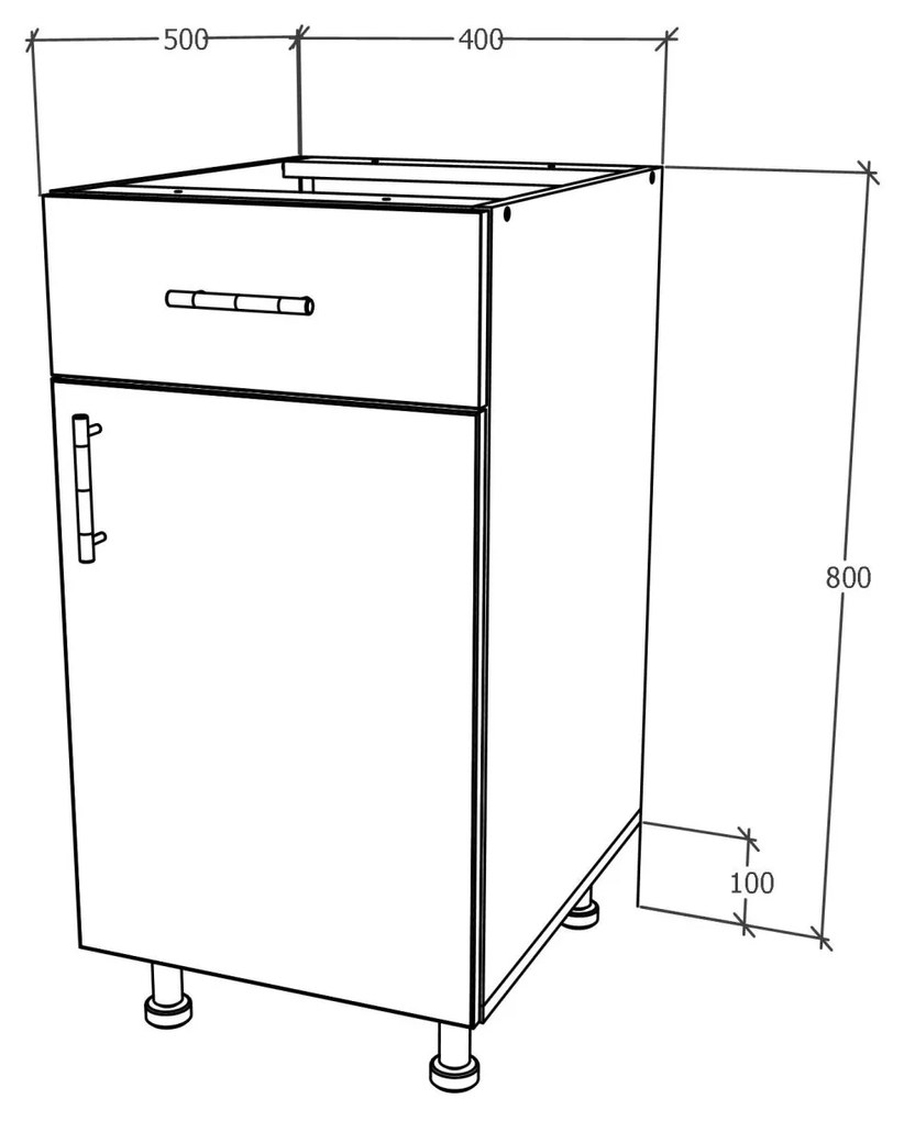 Corp haaus Karo, 1 Sertar, 1 Usa, Stejar Sonoma Inchis/Alb, 40 x 50 x 80 cm