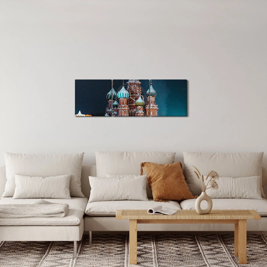 Tablou construcției din Rusia (cu ceas) (90x30 cm)
