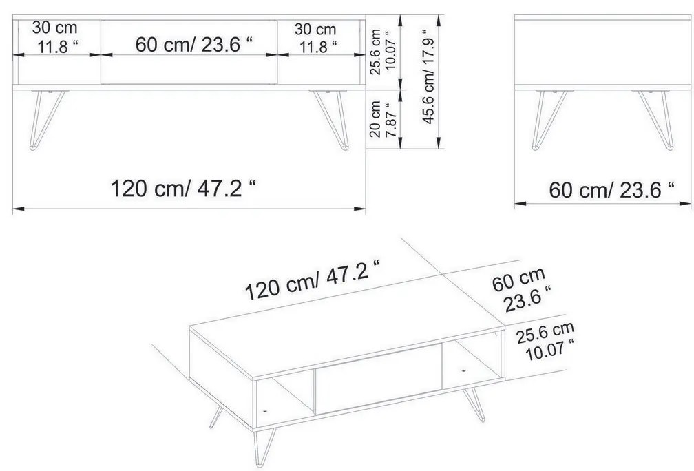 Măsuță de cafea Mistico White and Walnut