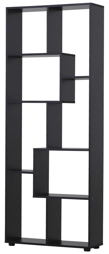 HOMCOM Bibliotecă cu rafturi Zig-zag Design Contemporan 70L x 24l x 178Î cm Panouri Particule negru | Aosom Romania