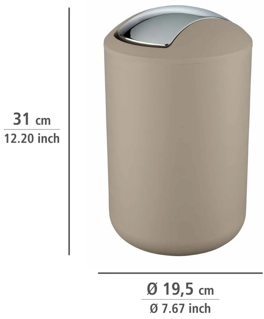 Wenko Coș de gunoi cu capac basculant Brasil 6,5 l, taupe