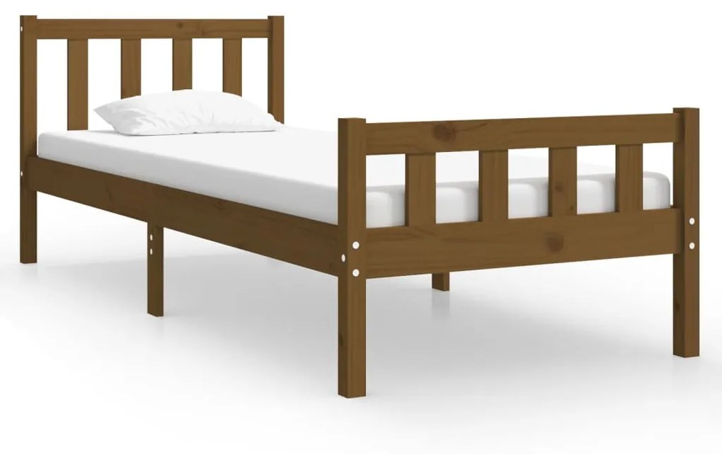 810647 vidaXL Cadru de pat Single 3FT, maro miere, 90x190 cm, lemn masiv