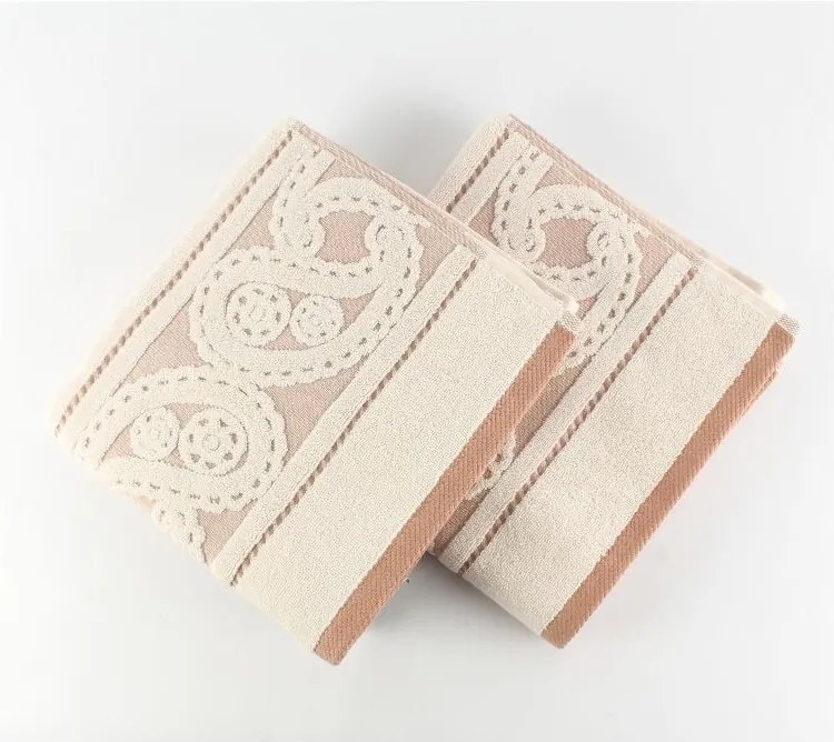 Set 2 prosoape Hurrem Cream, 50x90 cm