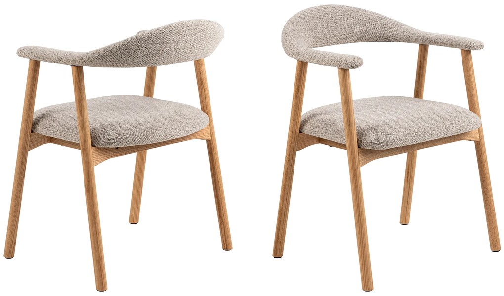 MAZZONI EXPORT ADELE Bej Latte (țesătură Monza 60)/cadru Stejar Natural - SCAUN DIN LEMN BOUCLÉ PENTRU SALON SUFRAGERIE BUCĂTĂRIE RETRO