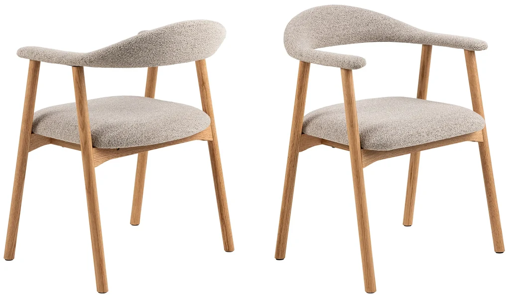MAZZONI EXPORT ADELE Bej Latte (țesătură Monza 60)/cadru Stejar Natural - SCAUN DIN LEMN BOUCLÉ PENTRU SALON SUFRAGERIE BUCĂTĂRIE RETRO