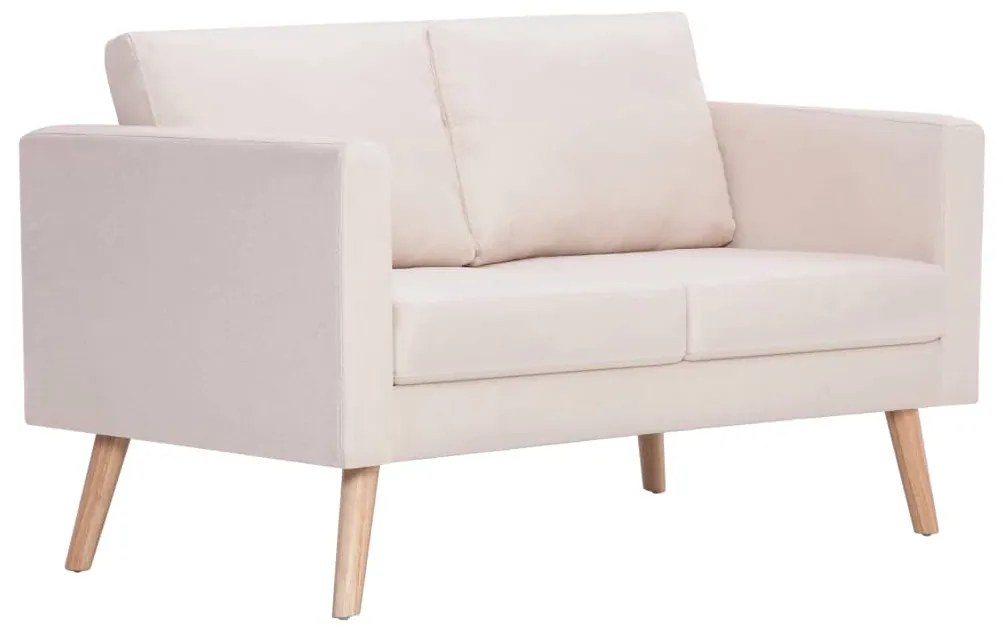 281351 vidaXL Canapea cu 2 locuri, crem, material textil