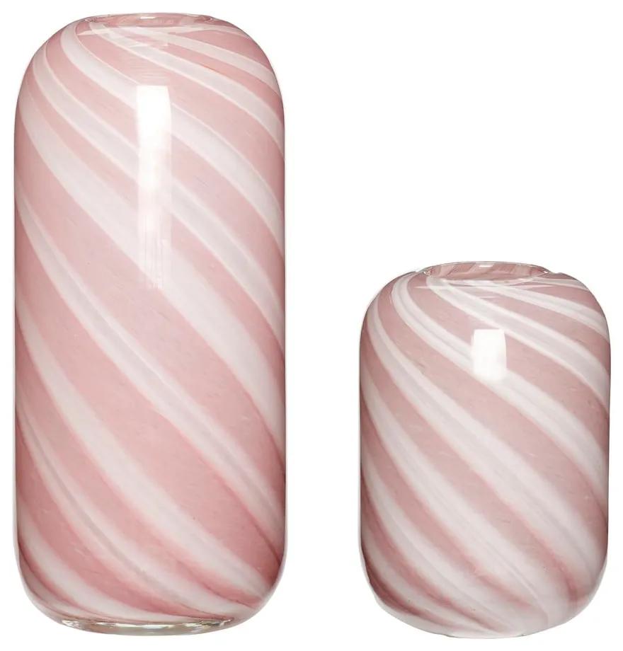 Set 2 vaze din sticlă Hübsch Candy, alb - roz