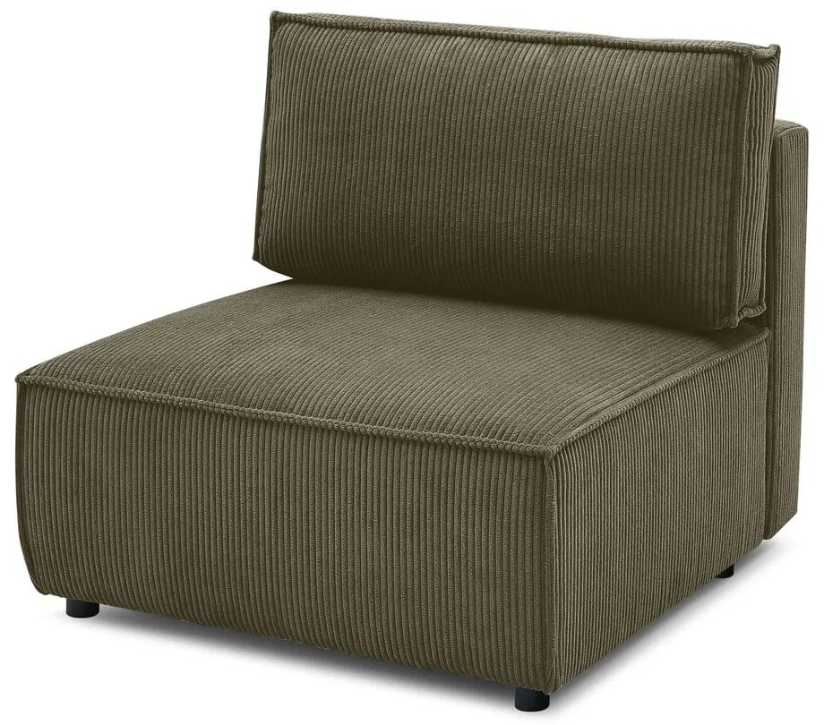 Modul pentru canapea verde deschis cu tapițerie din catifea reiată (de mijloc) Nihad modular – Bobochic Paris