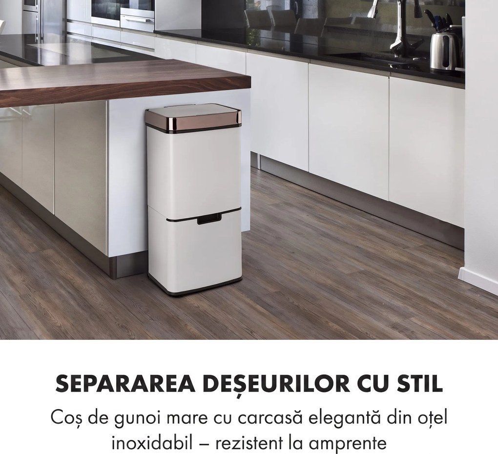Klarstein Royal Trash Rose Gold, coș de gunoi cu senzor, 72 l, oțel inoxidabil, roz auriu