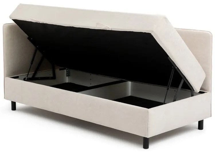 Pat bej tapițat cu spațiu de depozitare cu saltea 90x200 cm Avela – Bonami Selection