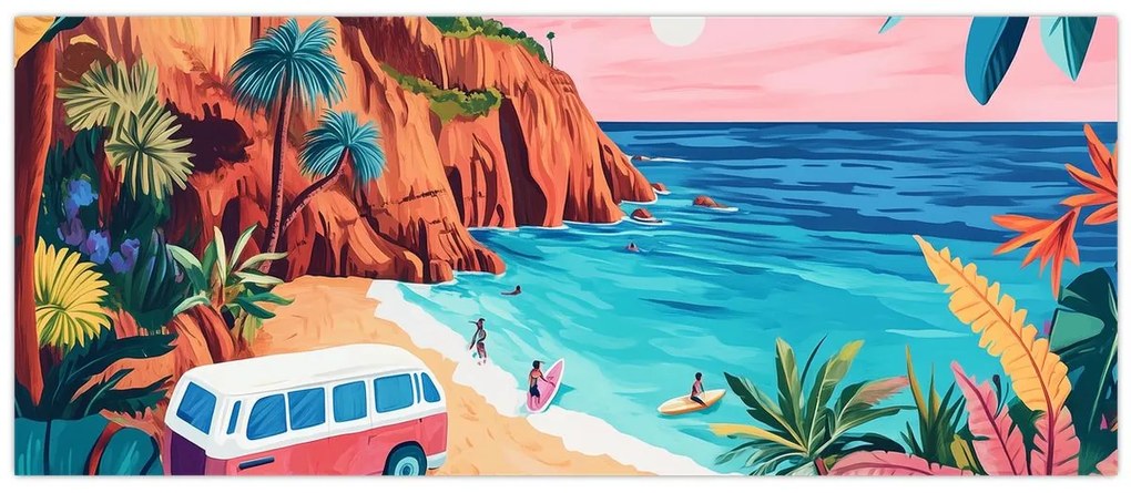 Tablou - Rulotă la ocean (120x50 cm)