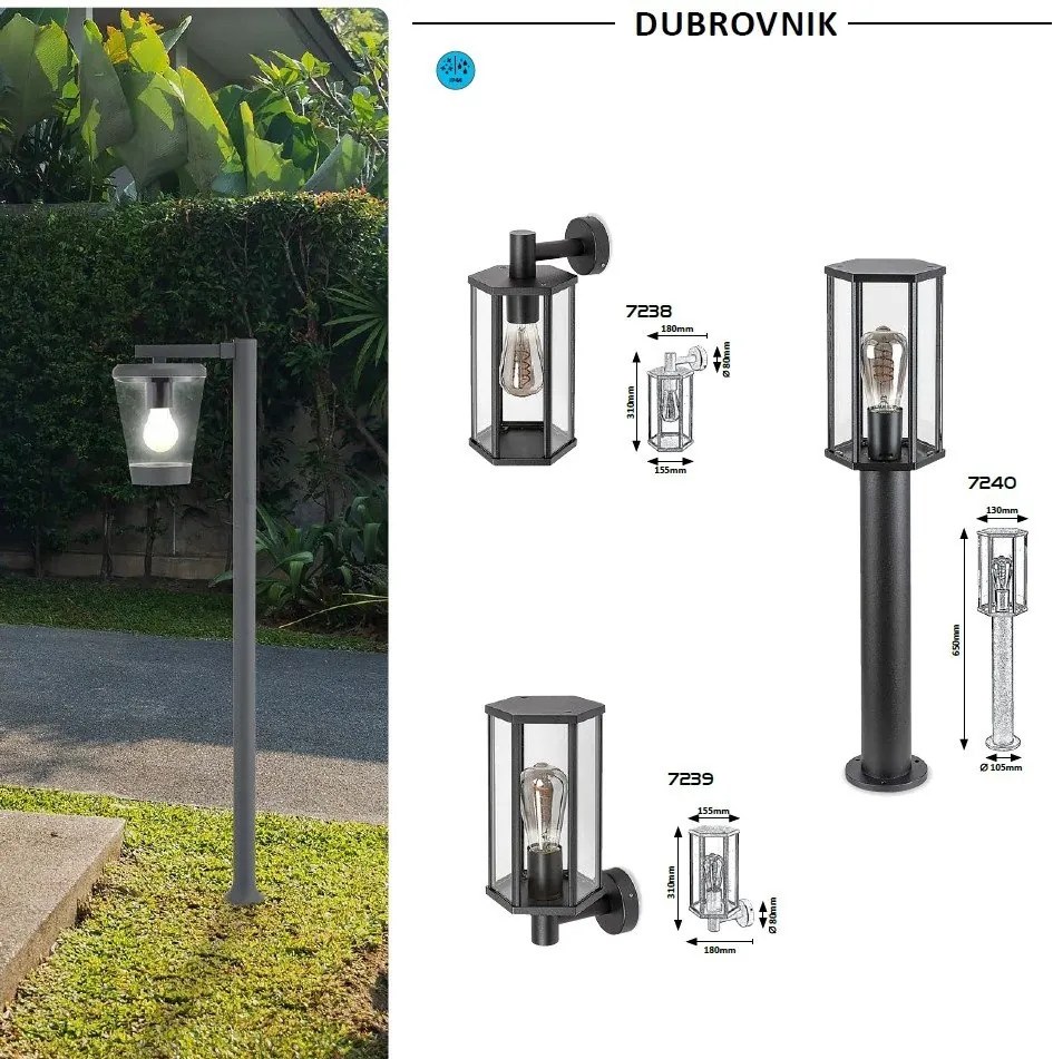 Aplica pentru iluminat exterior design modern IP44 DUBROVNIK negru mat